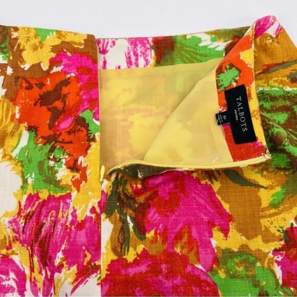 TALBOTS Skirt Floral Cotton Size 8 petite New - Picture 3 of 6